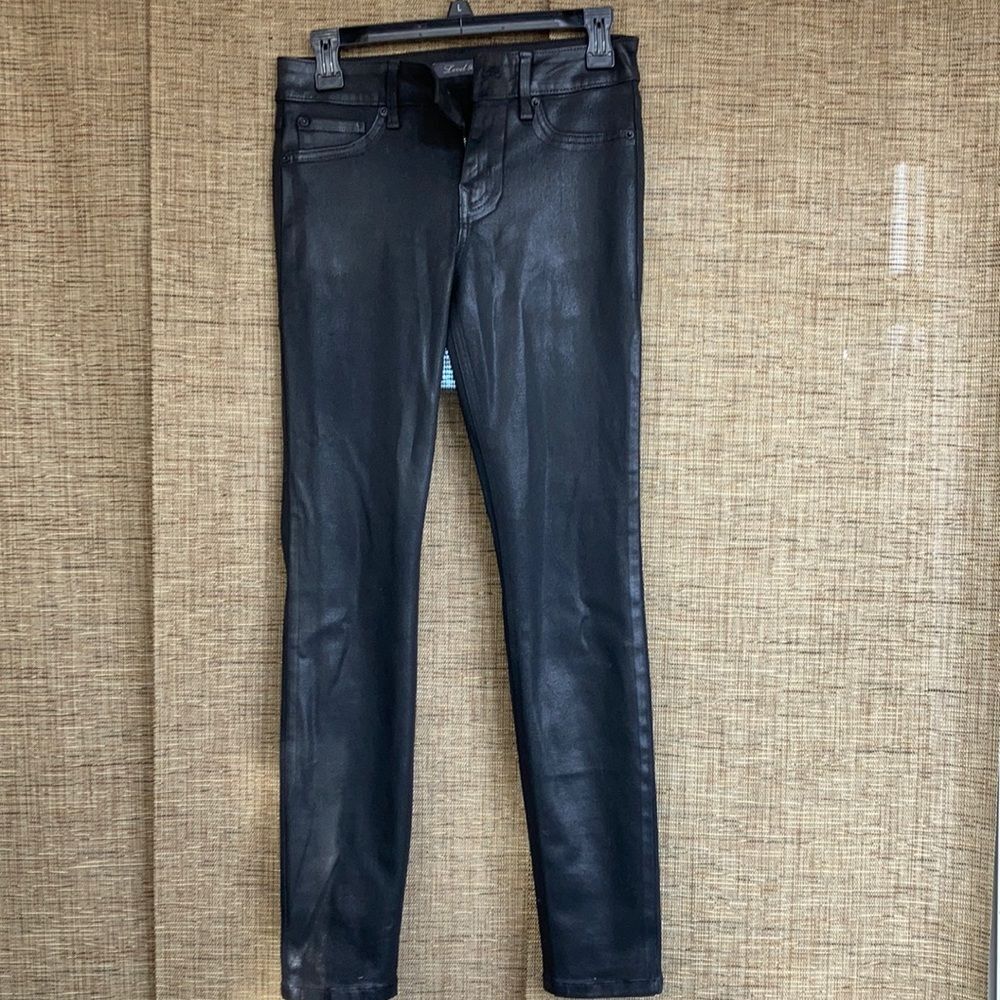 Level 99 oiled black skinny jeans